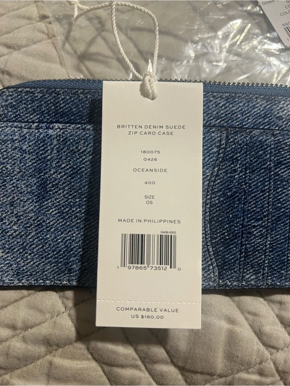 Tory Burch Denim Zip Card Case Wallet - Blue Denim